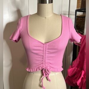 Zara Pink Ruched Crop Top